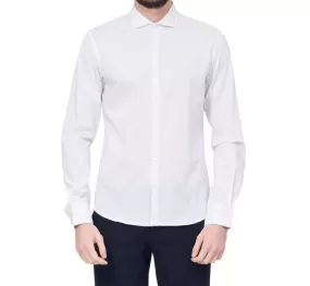 Yes Zee Men's long sleeve shirt with small French collar C505-U600-0101 white