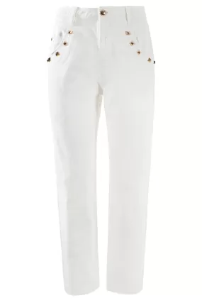 Yes Zee Women's 5-pocket trousers with peplum P331-WQ00-0107 white