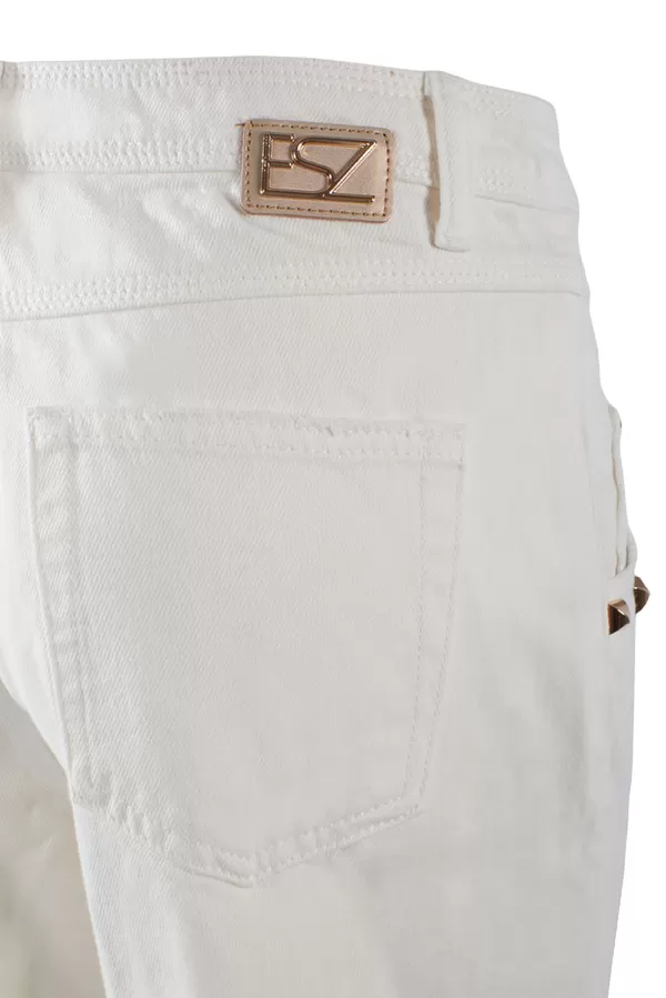 Yes Zee Women's 5-pocket trousers with peplum P331-WQ00-0107 white