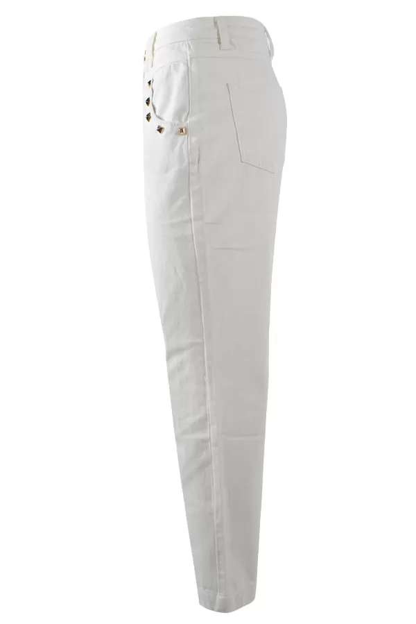 Yes Zee Women's 5-pocket trousers with peplum P331-WQ00-0107 white