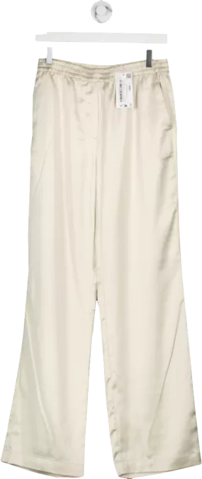 ZARA Beige Wide Leg Elastic Waist Trousers UK S